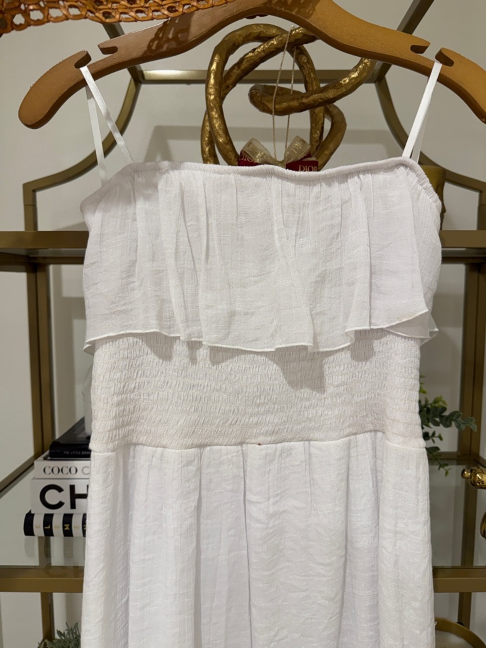 White Strapless Ruffle Smocked Dress - Picture 5 of 8